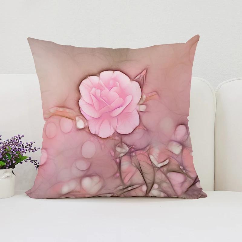Home Decor Roses Flowers Pillowcase 45*45 Decorative Pillow Cover For Living Room Cushions 45X45 Cushions Covers Bed Pillowcases