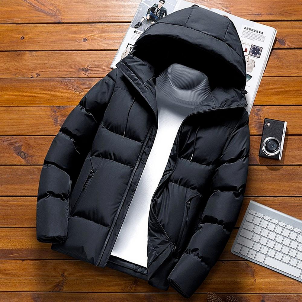 Autumn Jackets For Men Hooded Lightweight Cotton Padded Coats Men Fall Warm Jackets Solid Color Puffer Jacket Men Clothes