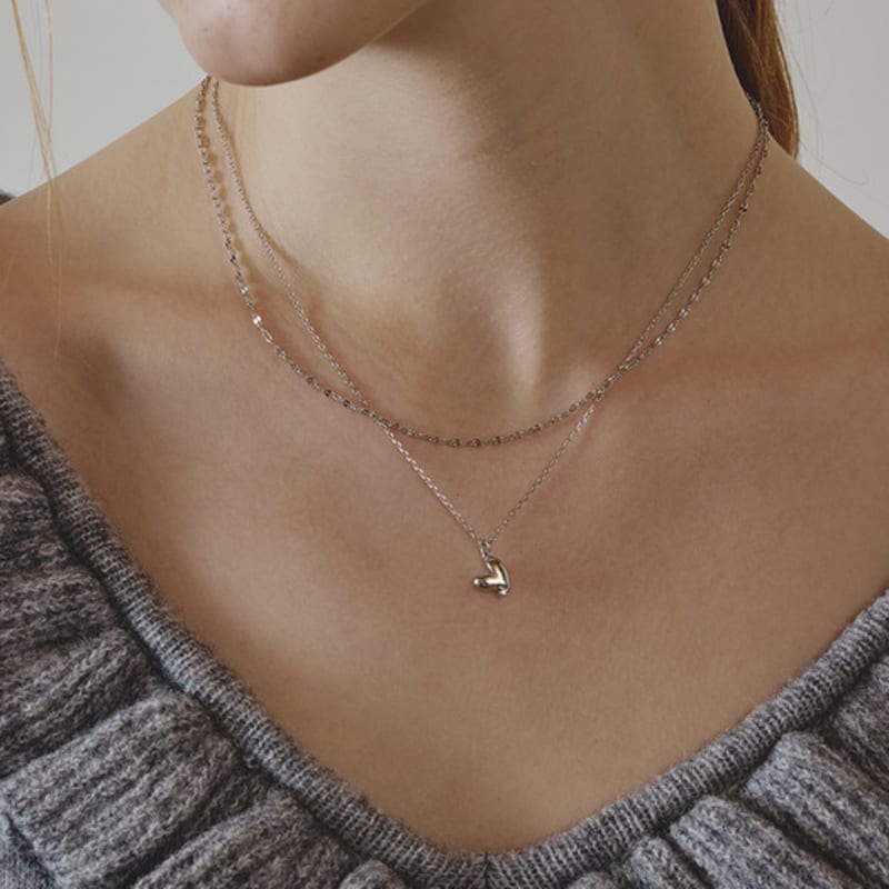 Eenie Beenie Level Heart Two-line Necklace