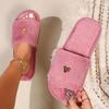 New high-end fashion love-decorated plush slippers for women with open toes, suitable for bedroom, living room, home, suitable for all seasons