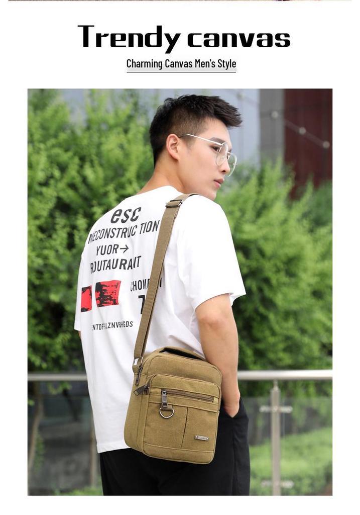 Mens Wearresistant Crossbody Bag Canvas For Outdoor Sports