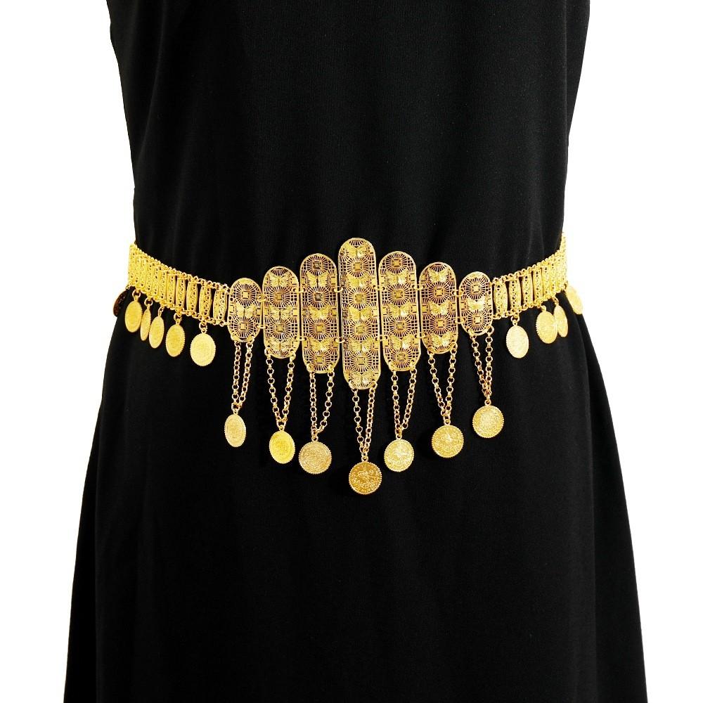 Metal Waist Chain For Women With Diamond Hollow Design And Coin Tassels For Summer Fashion Accessory