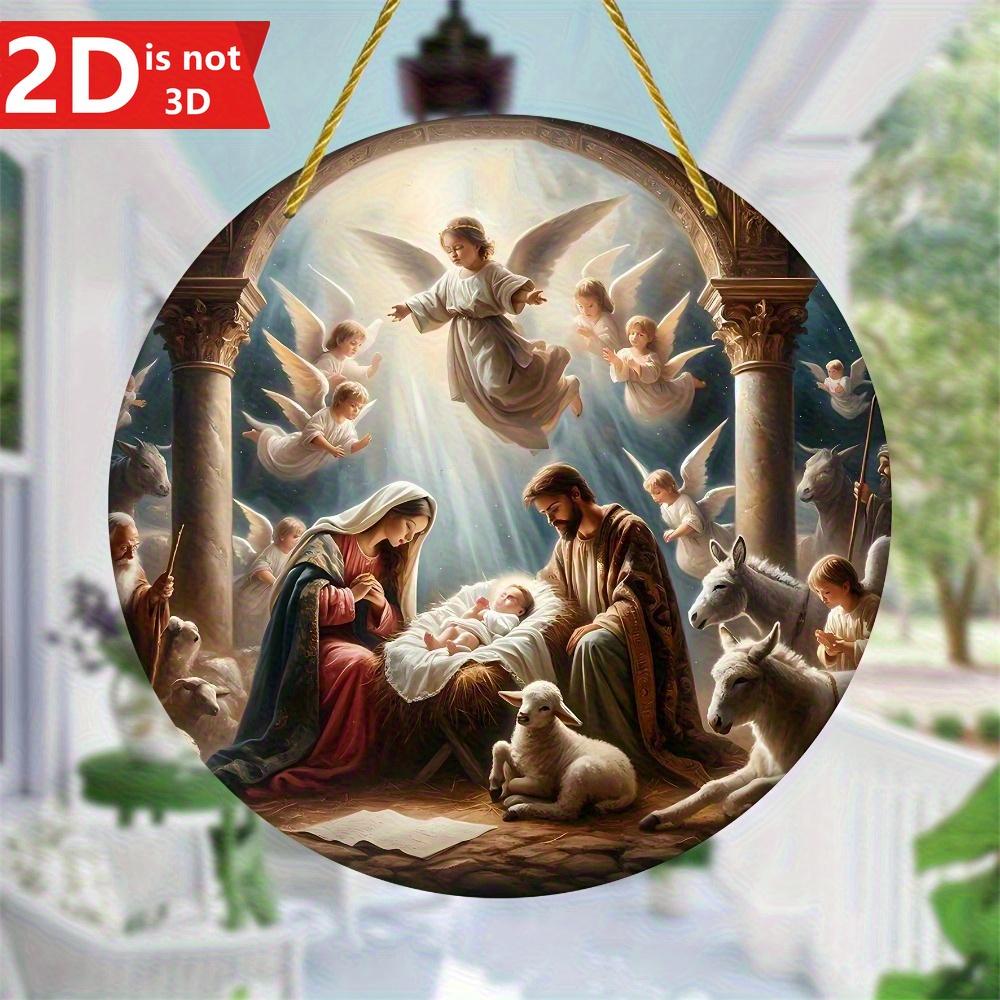 

Stained Glass Window Hanger. Circular wreath decor for porch, wall & room. чистый