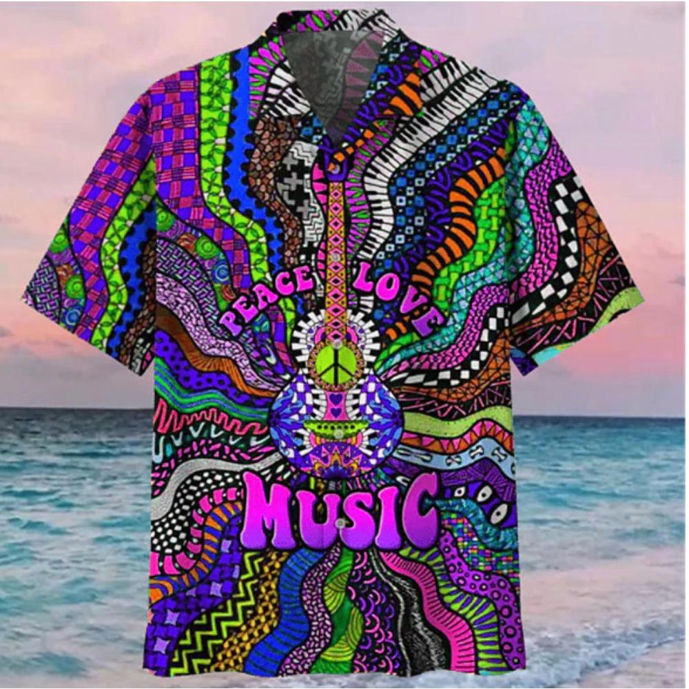 Men's Abstract Graffiti  3D Print Shirt Button Up Shirt Casual Shirt Summer Shirt Short Sleeve Daily Vacation Clothing