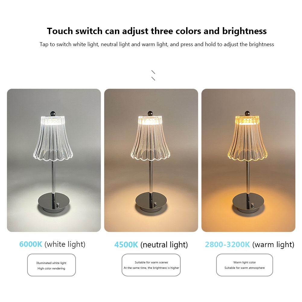 Table Lamp LED Touch Sensor Desktop Night Light Rechargeable Wireless Reading Lamp for Restaurant Hotel Bar Bedroom Decor Light