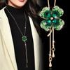 Elegant Shimmering Crystal Four-Leaf Clover Sweater Necklace
