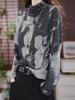Korean Style Velvet Print Long Sleeve Tummy-Concealing Sweater - Fashionable, Age-Reducing, and Warm Mother's Outfit