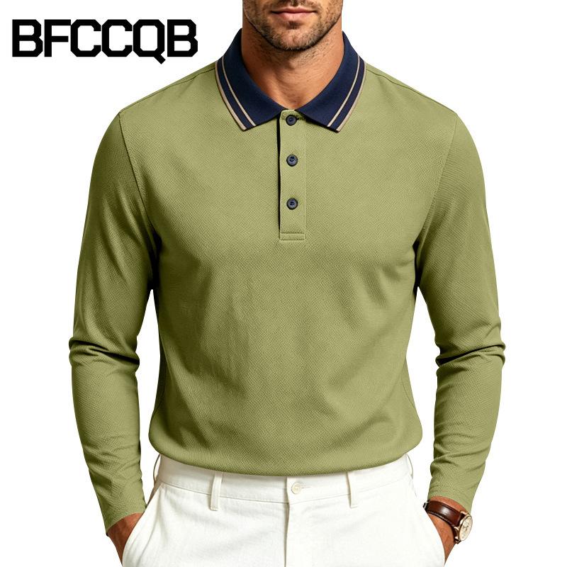 BFCCQB Men's Fashion Autumn Winter Long Sleeve POLO Neck Casual Blouses & Shirts