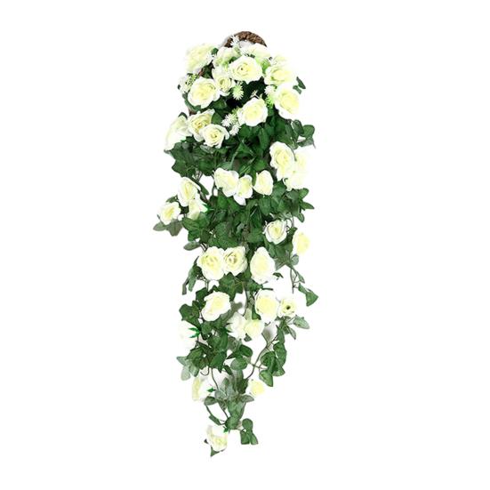 Artificial Rose Flower Vine Faux Silk Flower Door Teardrop Swag Fake Simulation Wall Hanging Plant for Floral Arrangement Room Garden Wedding Decor