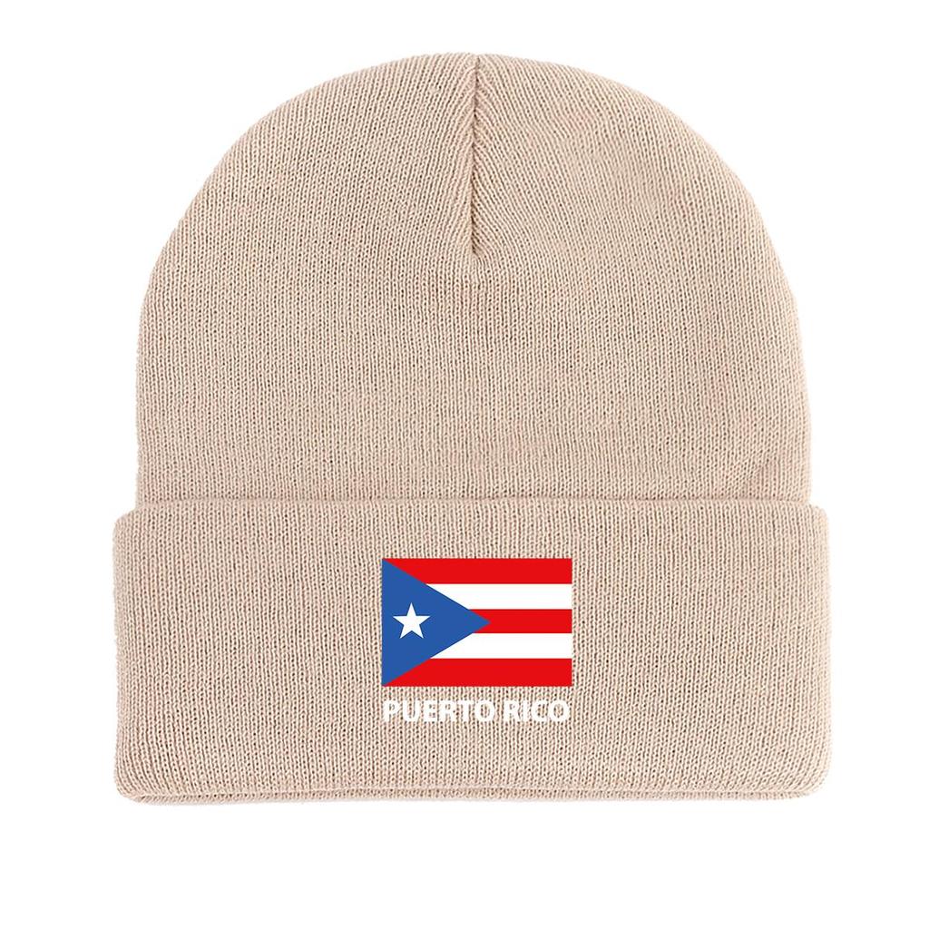 Puerto Rico Flag Warm Knit Cap Beanie, Patriotic Skullies Beanies Windproof Thermal Simple Headwear Knitted Cap Beanie