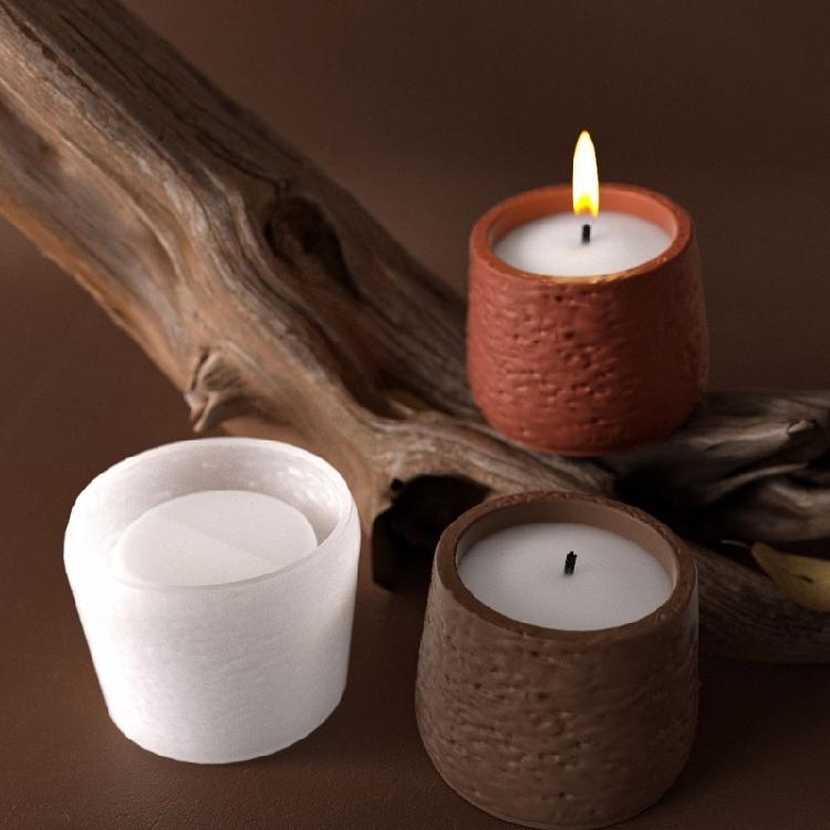 Silicone Candle Cup Mold with Stone Texture High Temperatures Resistant Candlestick Mould Succulent Planter Making Mold