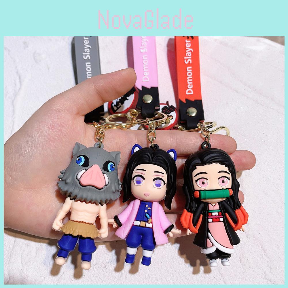 Entzückender Demon Slayer Schlüsselanhänger Anime Charakter Taschenanhänger Kunststoff Langlebig Geschenk