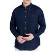 Polo Ralph Lauren Camisa Sólida com Logotipo Bordado Colarinho Pontudo Manga Comprida Masculina camisas Azul-Escuro MNPOWOV16824139-410
