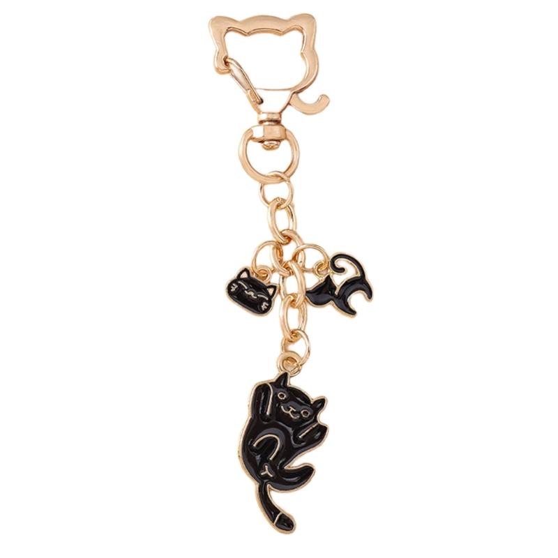 

Stylish Cats Bag Ornament Alloy Keychain Bags Pendant Metal Keyring Purse Decors For A Fun Touch To Any Bag чорний