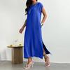 Sleeveless Solid Color Slim Fit Midi Dress with Side Slit Loose Fit Tank Dress for Women Casual Daily Wear