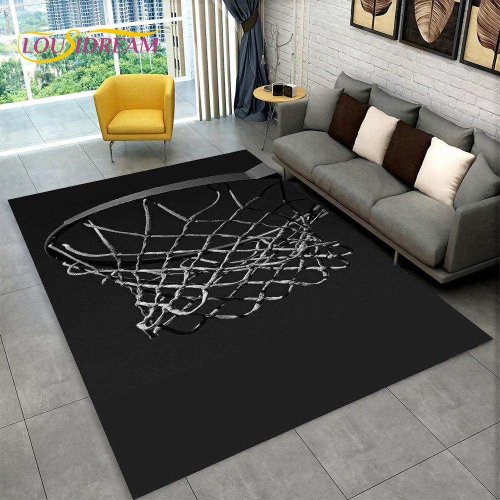 Covor 3D cu Desen Animat Teren de Baschet Mare, Covor pentru Living Dormitor Canapea Sală de Joacă Decor, Covoraș de Podea Antiderapant pentru Copii