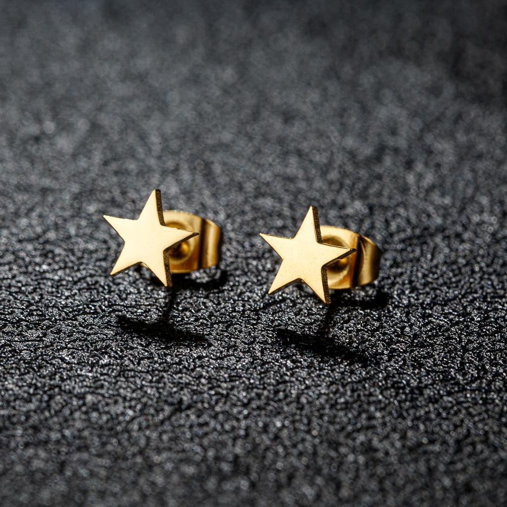 1 Pair New Minimalist Stainless Steel Mini Five-pointed Star Stud Earrings From Japan and South Korea Fashionable Small Earrings