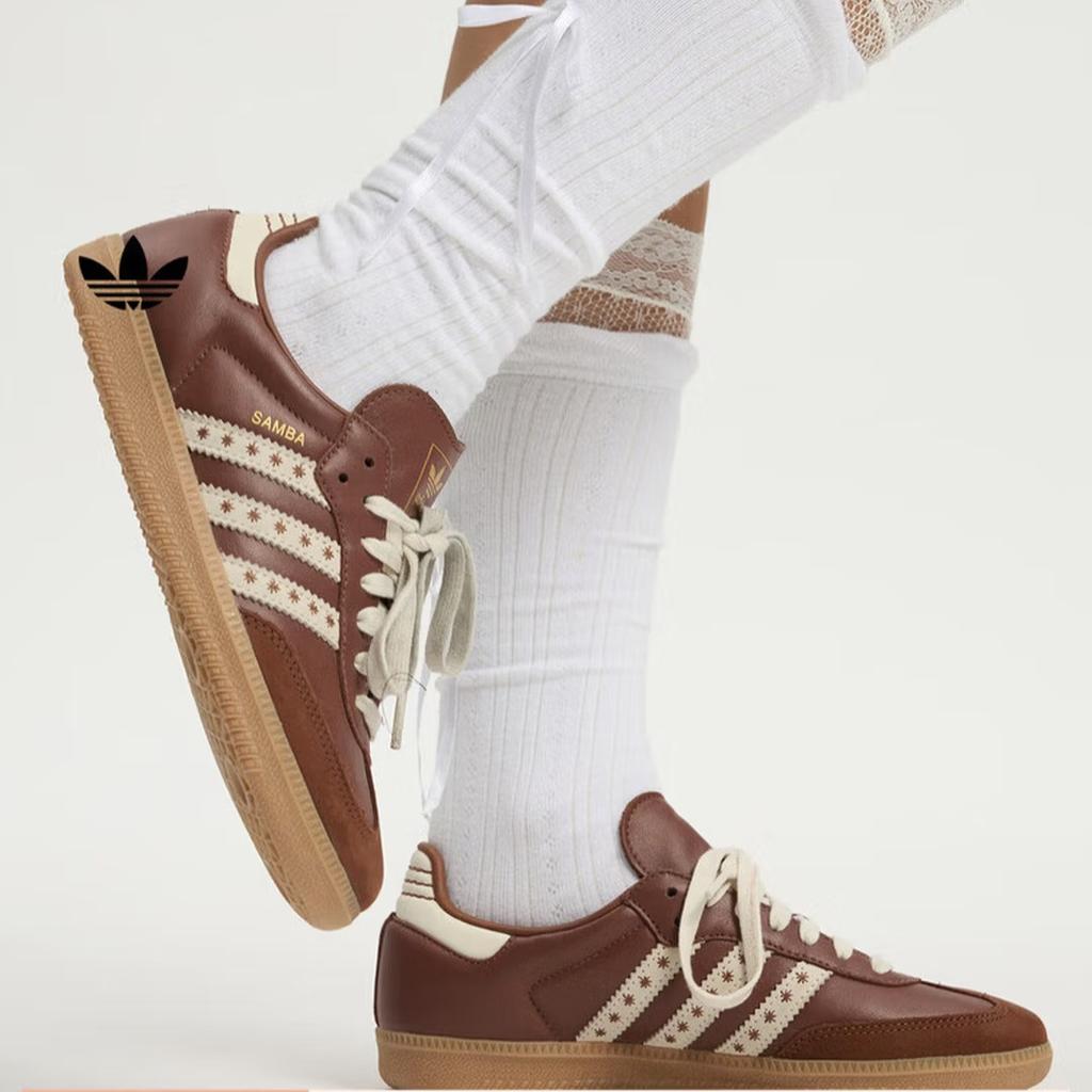 Adidas "T-Head Shoes" SAMBA OG Classic Sneakers Training Shoes for Women Adidas Clover Pattern JR8821