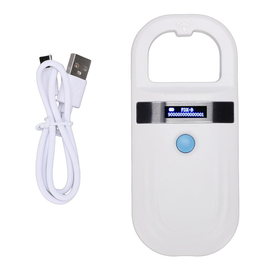Pet Microchip Reader 128 Records Data Storage Animal ID Tag Handheld Scanner with OLED Display Screen Support for FDX B