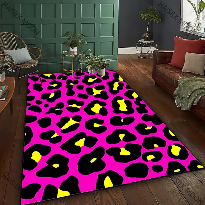 New To Colorful Leopard Theme Printed Carpet! Anti-slip Sound Insulation, Living Room Bedroom Entrance Door Mat Sofa Rugs Gifts