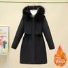 Winter Women's Plush and Thickened Parka Long Loose Large Fur Collar Coat