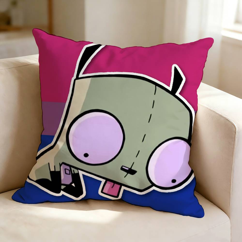 Animation IInvader ZZim GGIR  Square DoubleSided printed Pillow Case Bedroom Bedside Pillow Sofa Cushion Cover