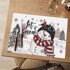 Snowman Vinyl Christmas Placemats Set of 4, 12x18 Inch Washable Plastic Non-Slip Winter Table Mats for Party Kitchen Dining Decor