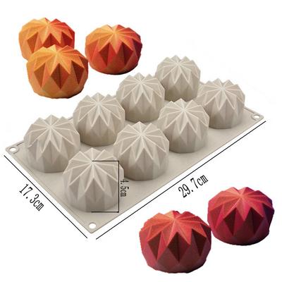 8-Cavity Diamond Round Silicone Mold - Origami French Dessert Mousse DIY Baking Tool