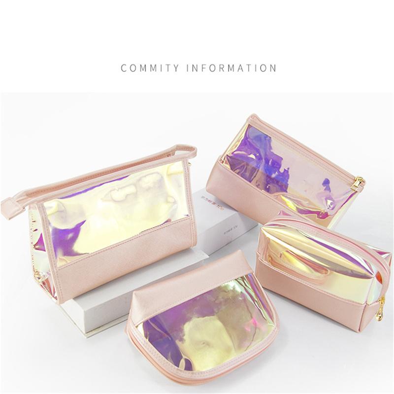 

Красочная голографическая женская косметичка Tpu Clear Beauty Organizer Makeup Bag