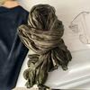 Women Scarf Solid Color Pleated Long Scarf Retro Autumn Winter Warm Long Scarf Soft Vintage Inspired Scarf