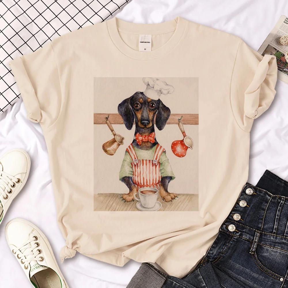Dachshund T-shirts Women Manga T Shirt Female Funny Y2k 2000s Clothing