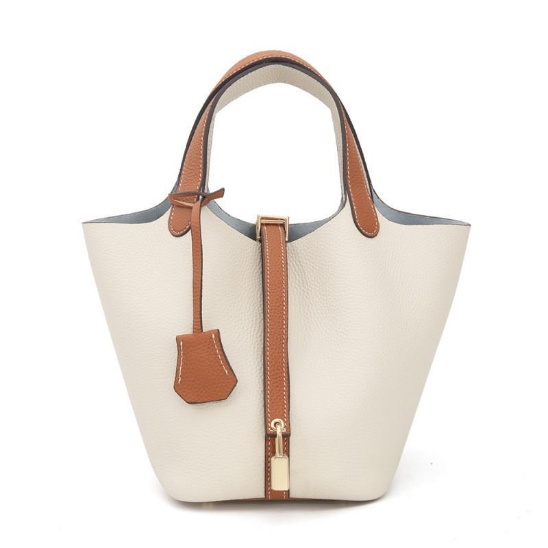 Borsa a Cesto per Verdura Modello TOGO 2026 Secchiello Borsa a Mano di Grande Capacità Pelle di Vacchetta di Primo Strato Pelle di Alta Qualità Donna