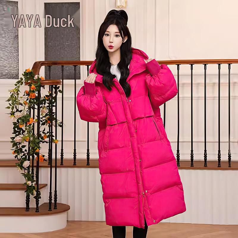 YAYA Women's 2024 Long Loose Hooded Down Jacket