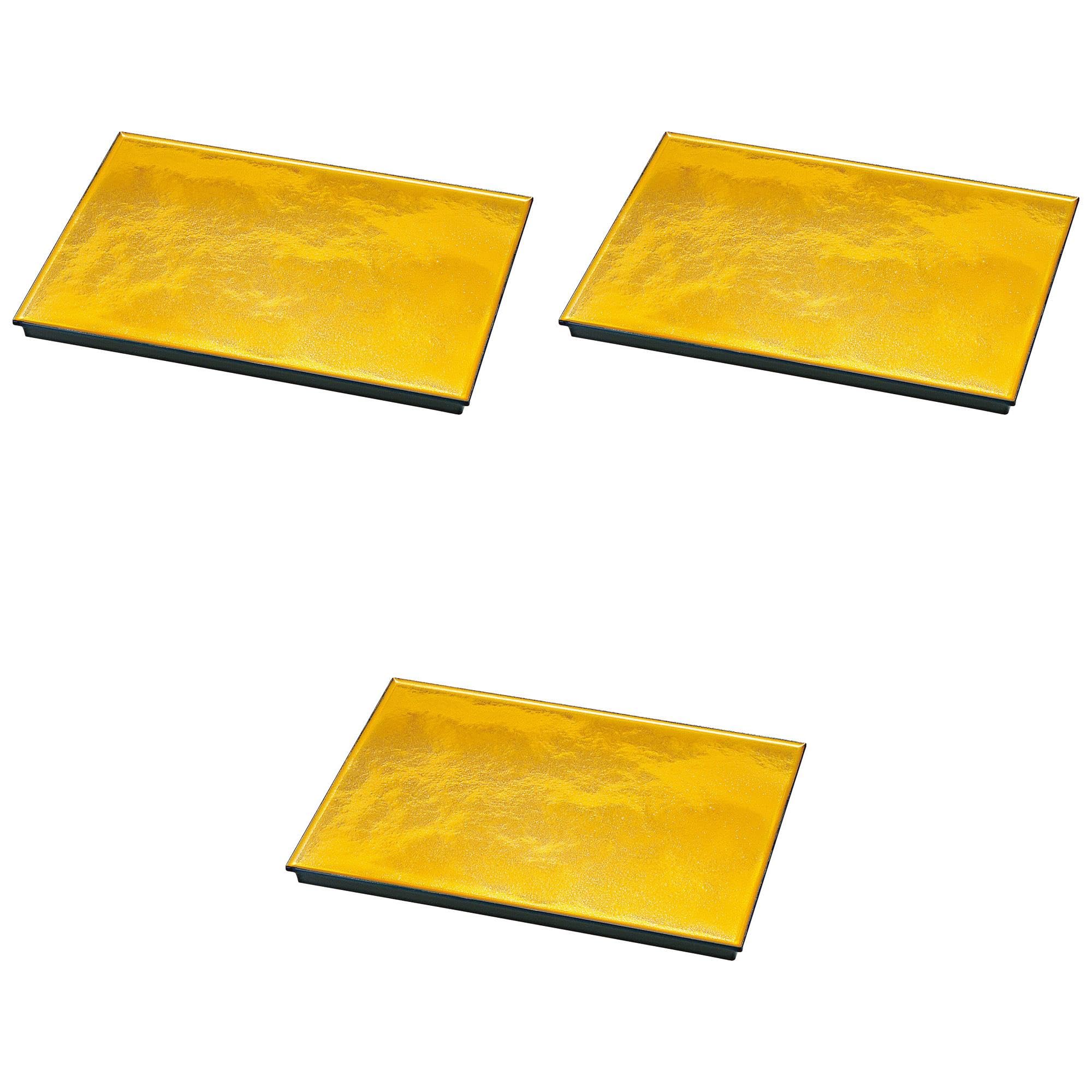 

Set of 3 Rectangular Flat Gold Cloud 33cm x 20 x Resin Serving ABS Setomonohonpo [A] Plates, Pattern, [33 1.4cm] Dish, Resin,