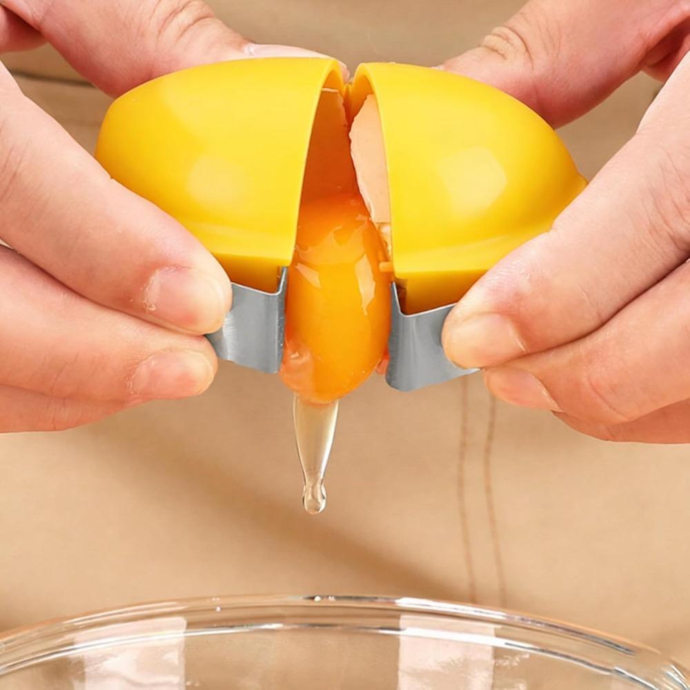 3 Pack Pink, Yellow, Orange Egg Cracker Tool Stainless Steel Egg Opener  For Raw Eggs