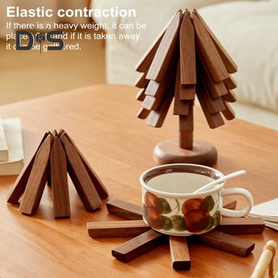 1/3/4/5 pezzi sottopentola in legno di noce con supporto sottopentola resistente al calore per pentole padelle albero di Natale forma design sottobicchieri tavolo da cucina decorazione regalo