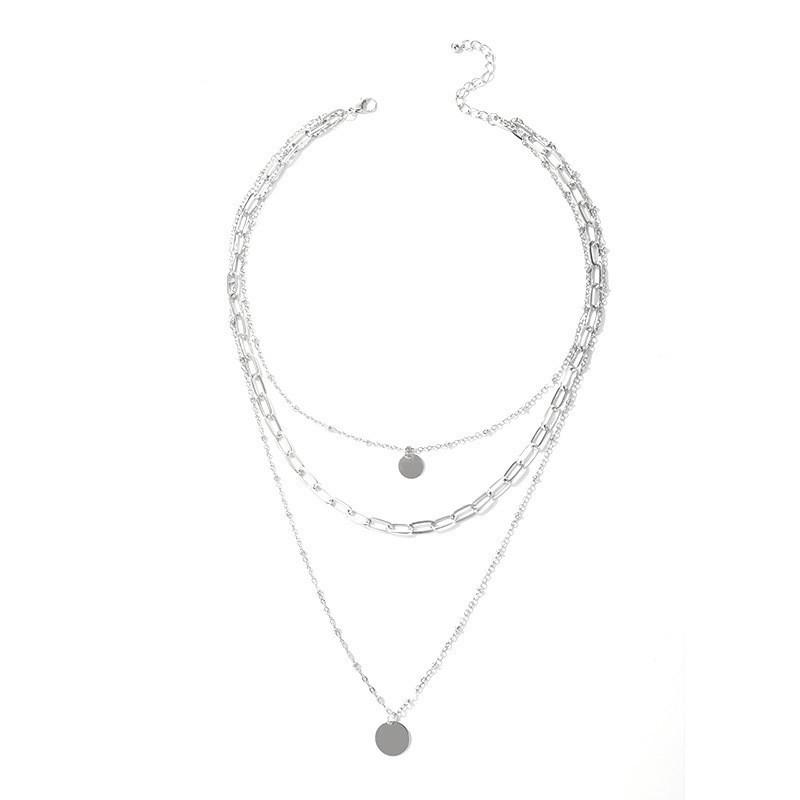 Fashion Temperament Personality Thick Chain Accessories Women, Multi-layer Sweater Chain Disc Sequin Necklace