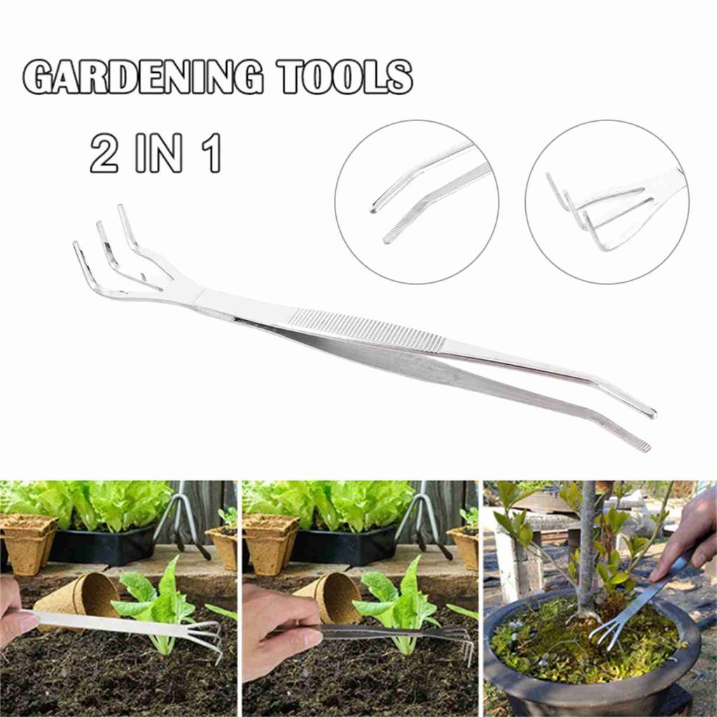 Râteau à racines Bonsaï 2 en 1 Pince de jardin en acier inoxydable Outil de jardinage