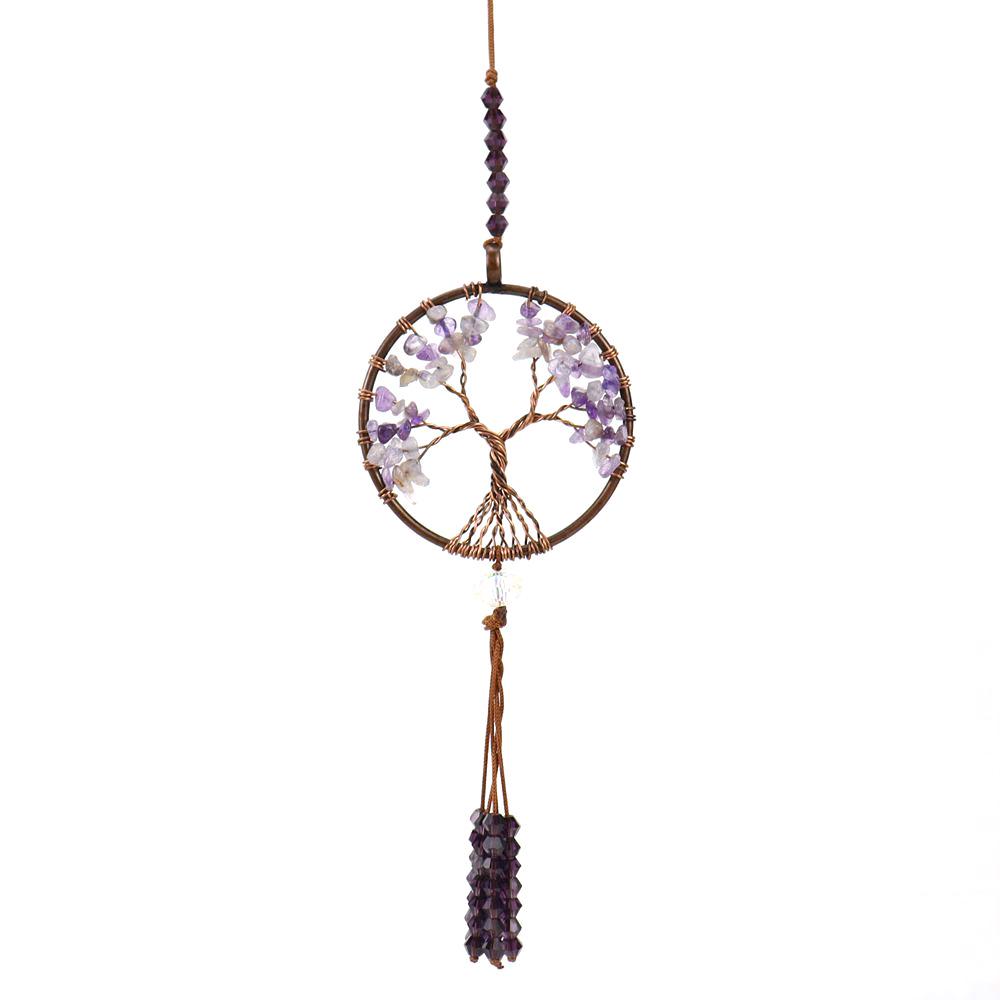 Handmade Natural Crystal Seven Chakra Tree of Life Car & Wall Hanging