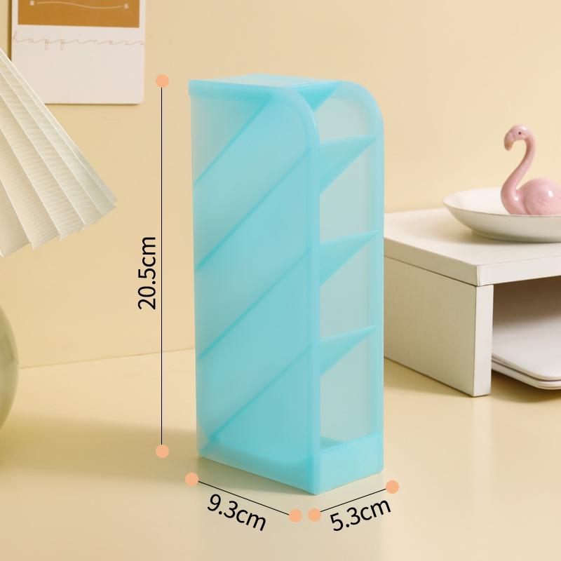 Macaron Color 4 Grid Oblique Insertion Desktop Organizer Pen Holder Pencil Makeup Brush Storage Box School Stationery Quality