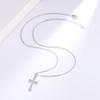 White Gold Plated Micro-Paved Cross Pendant Necklace - Non-Fading Jewelry, Perfect Christmas Gift