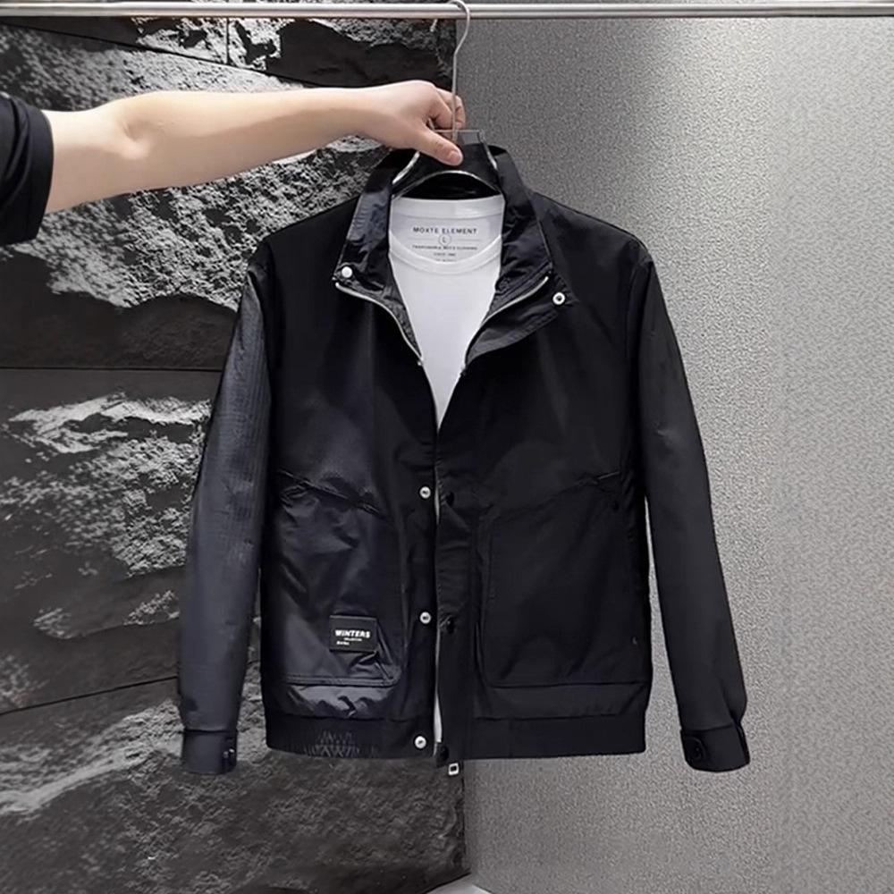

Men s Jacket Autumn Casual Stand-up Collar Top New Youth Trend Spring and Autumn Simple Men s Coat 4XL