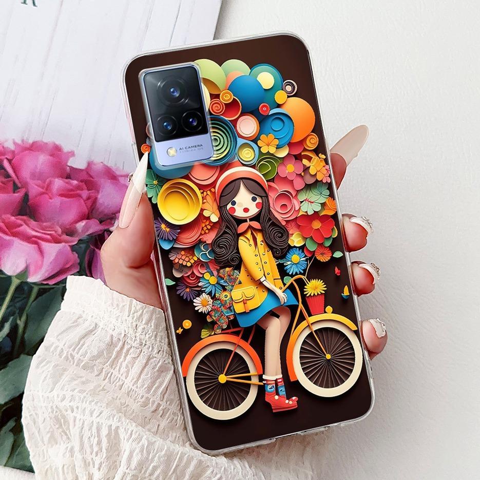 For Vivo V21e Case V2061 Cute Cat Lion Painted Cover Soft Silicone Phone Cases For Vivo V21 V2066 V2108 V 21 VivoV21 E 4G Fundas