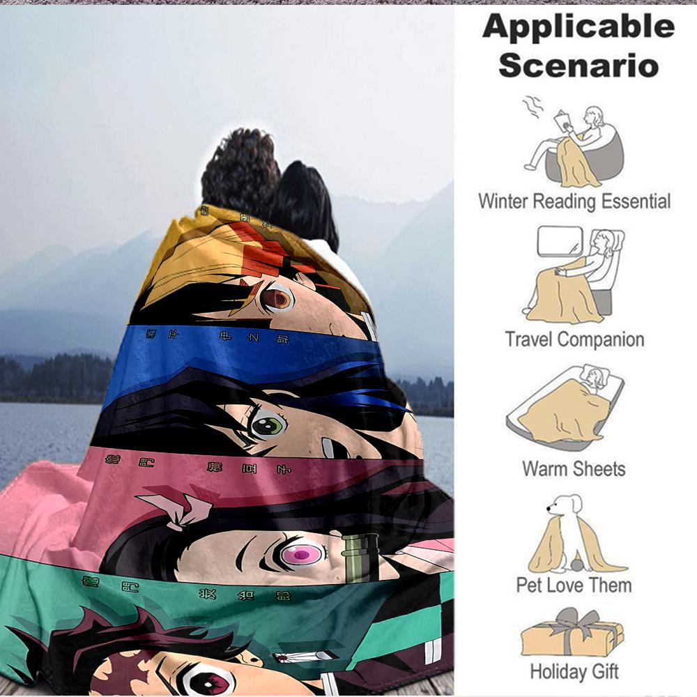 1Pc Heroic Anime Characters Flannel Blanket, Soft And Comfortable, Casual Warm, Camping Travel, Christmas, Halloween Xmas Gift Y1610
