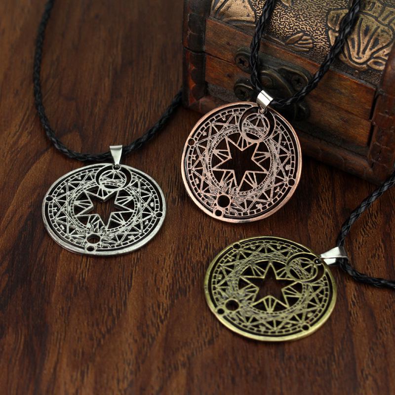 Cardcaptor Sakura Magic Circle Pendant Necklace with Leather Cord