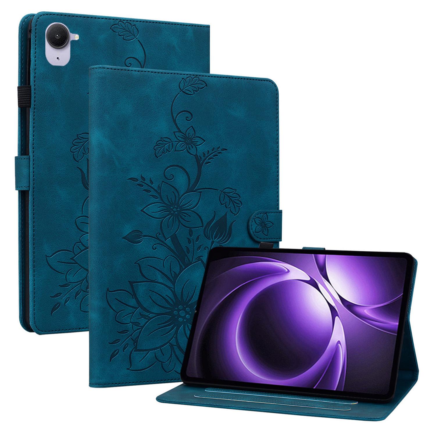 

For Xiaomi Pad Mini/Redmi K Pad Case Lily Flower Imprint Card Slots Leather Tablet Cover F