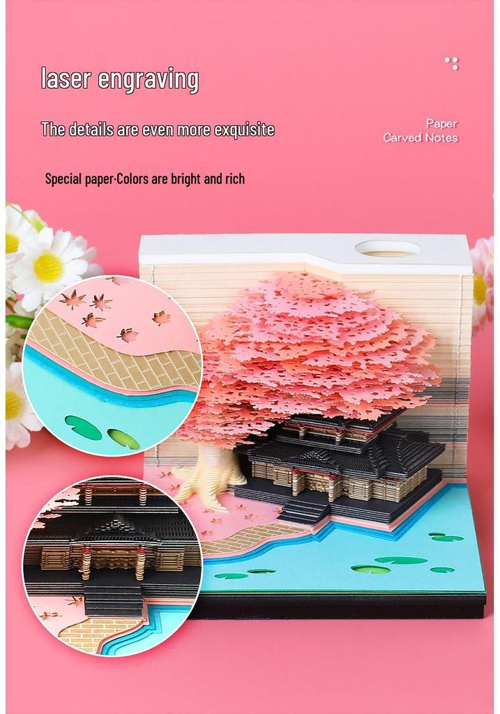 2026 3D Skulpturaler Haftnotizenkalender: Kreative Blumenrispen & Personalisierbare Ziergeschenke