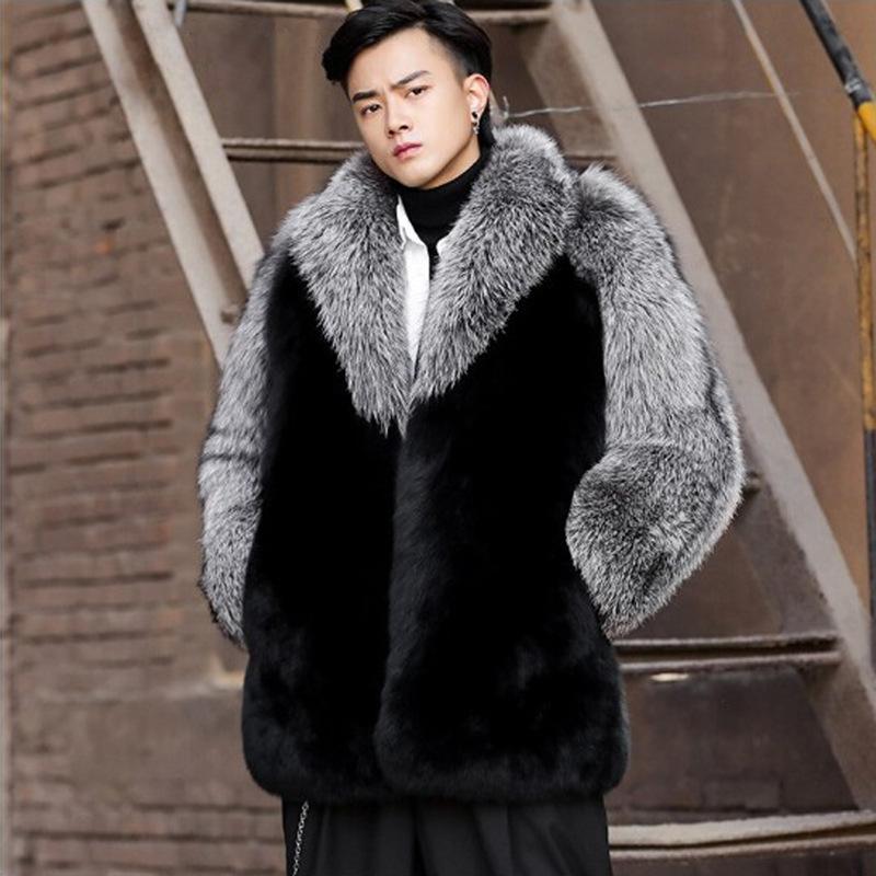 Autumn and Winter New Men's Fur Coat Mink Coat Fox Fur Fur Integrated Men's Clothing Medium and Long Coat Tide