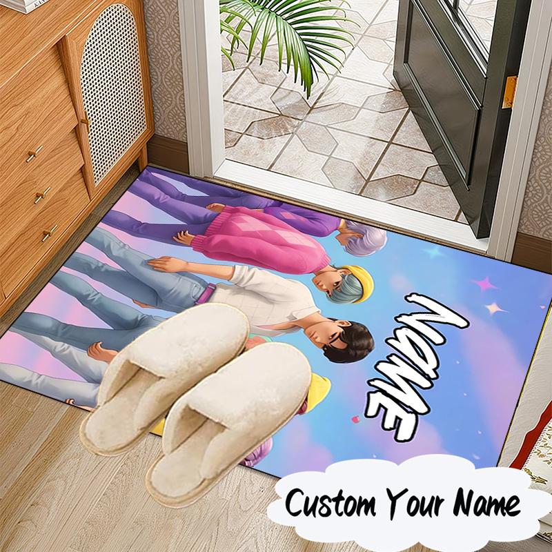 Custom Name Fantasy Night Trio K-Pop Carpet, Chair Rug,Area Rug for Office Bedroom living rooms bedroom, Doormat decor Christmas fan gifts