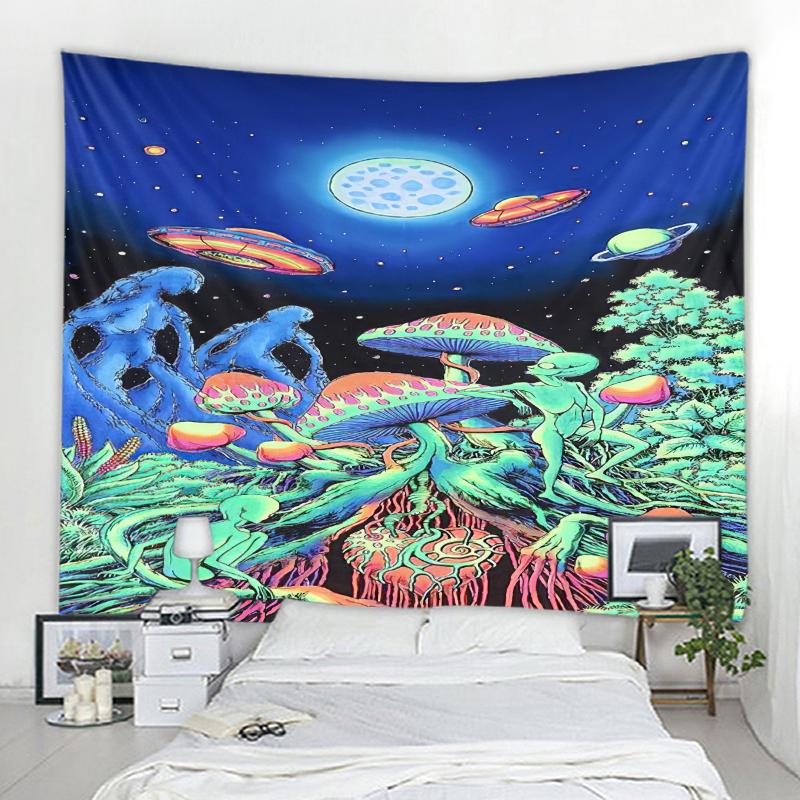 Hippie Tapestry Trippy Mushroom Psychedelic Background Cloth Background Wall Decoration Cloth Tapestry Home Art Deco Mural Tapes
